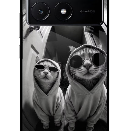Hood Cats Poco X6 Pro Glass Case Back Cover by Casekaro