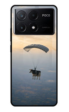 Skydiving Cow Poco X6 Pro Glass Case