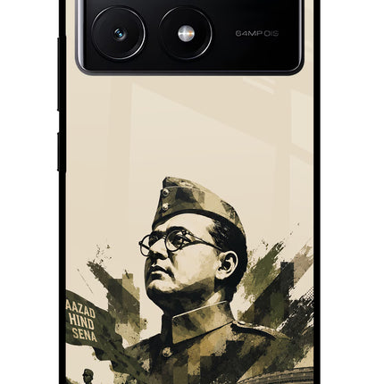 Netaji Rising Poco X6 Pro Glass Case Back Cover by Casekaro