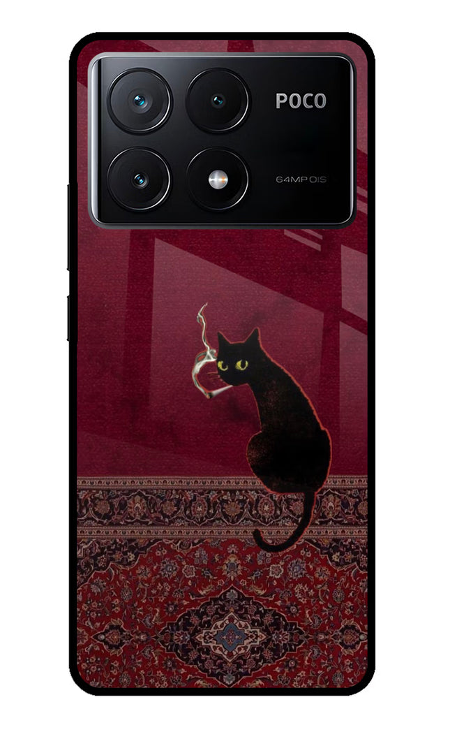 Midnight Cat Poco X6 Pro Glass Case
