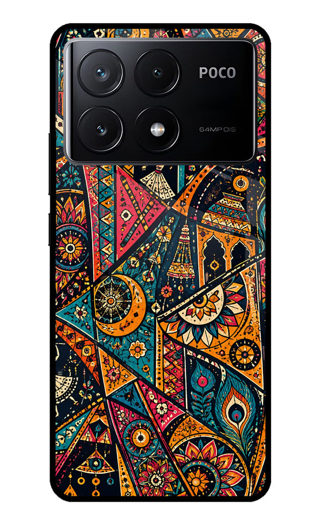 Folk Print Poco X6 Pro Glass Case