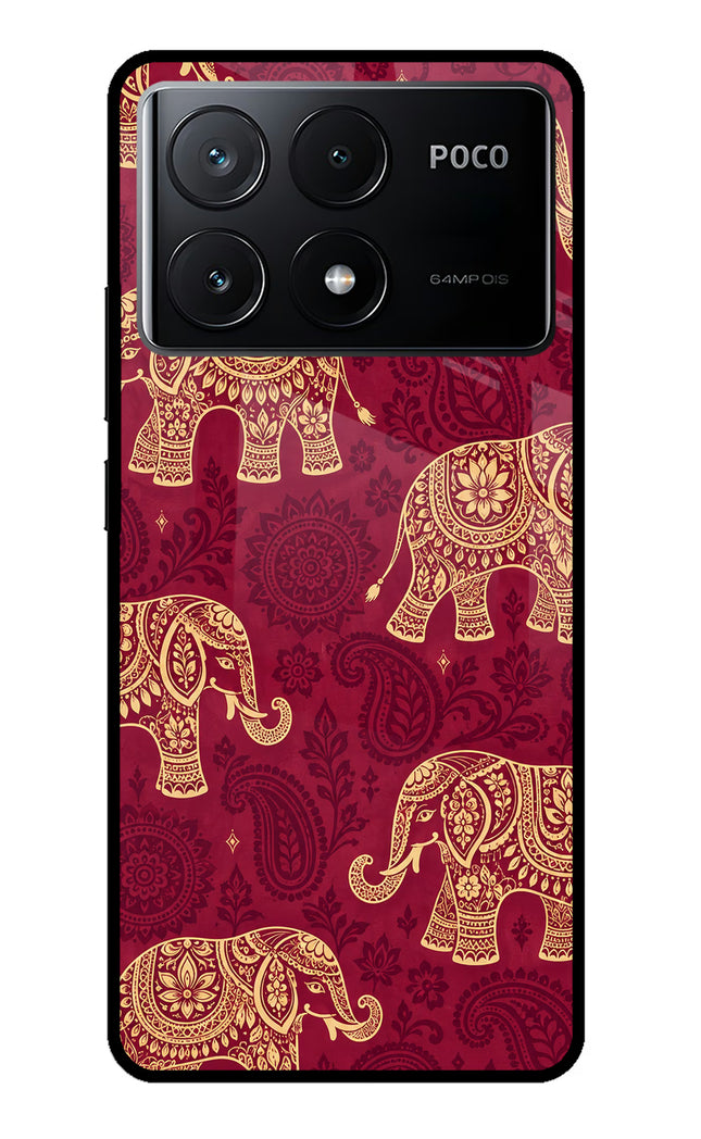 Maroon Elephant Poco X6 Pro Glass Case
