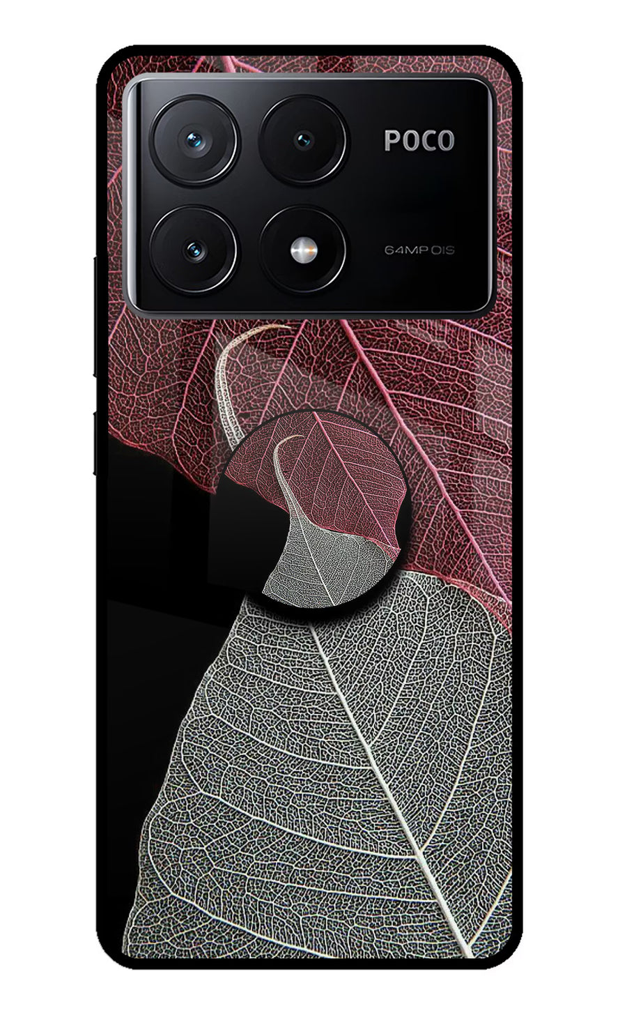 Leaf Pattern Poco X6 Pro Pop Case, Glass case