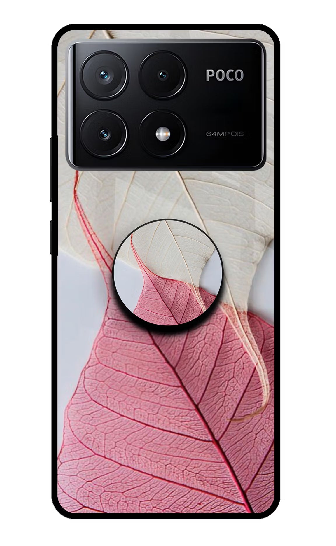 White Pink Leaf Poco X6 Pro Pop Case by Casekaro