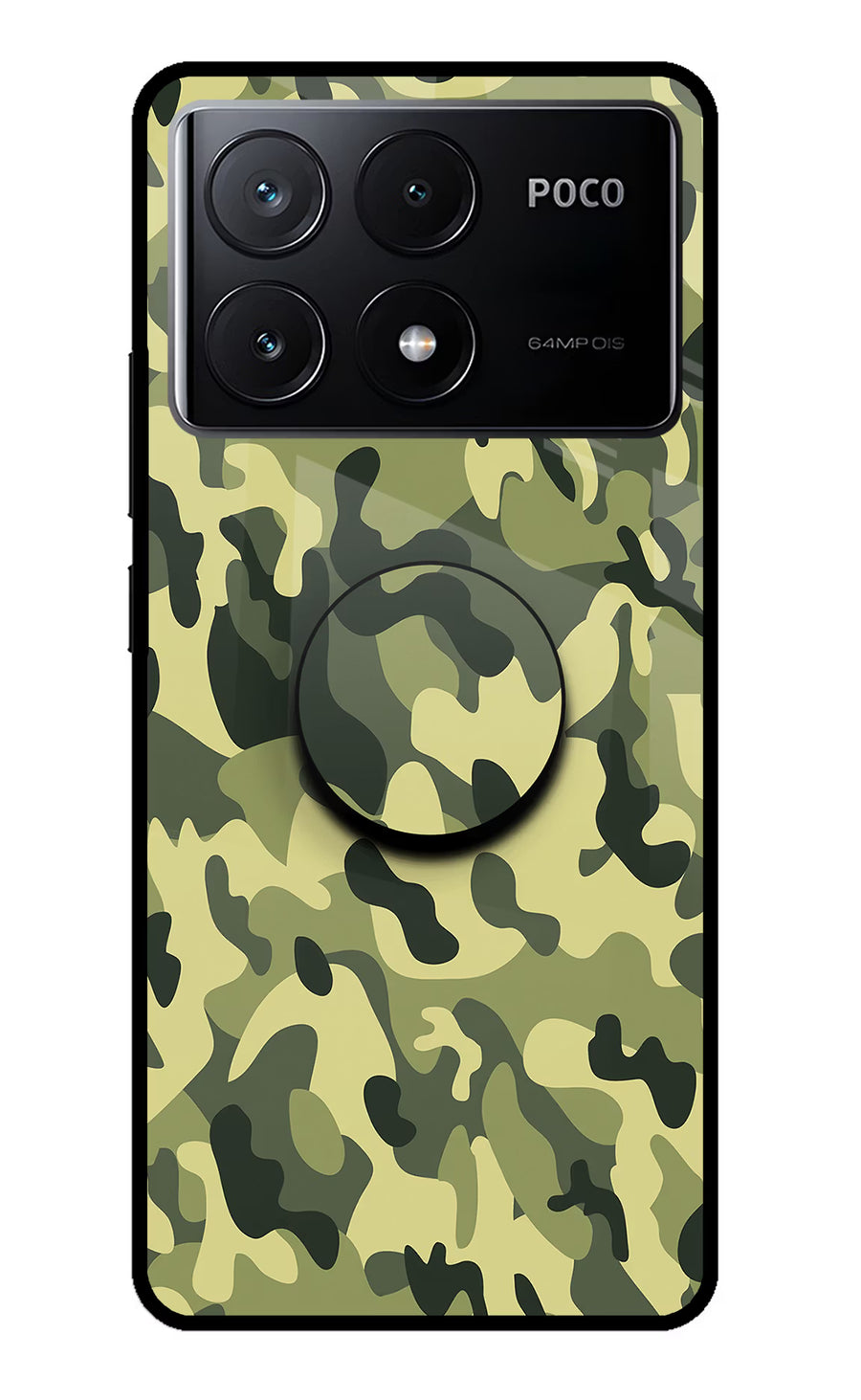 Camouflage Poco X6 Pro Pop Case, Glass case