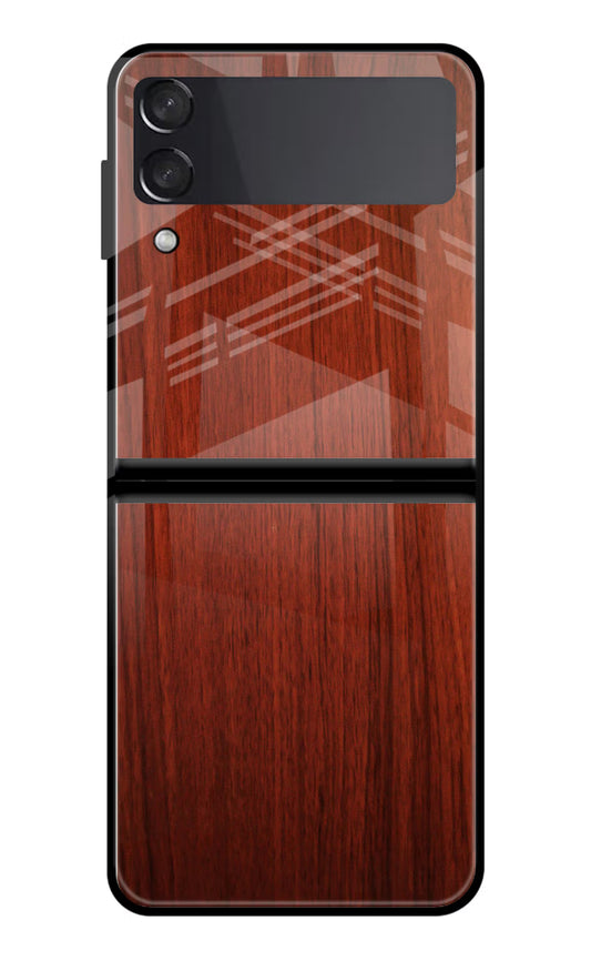 Wooden Plain Pattern Samsung Galaxy Z Flip3 Glass Case