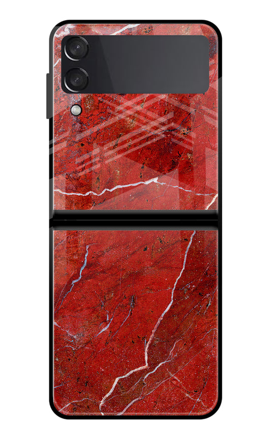 Red Marble Design Samsung Galaxy Z Flip3 Glass Case