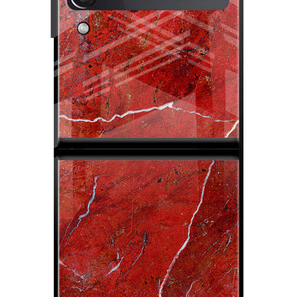 Red Marble Design Samsung Galaxy Z Flip3 Glass Case