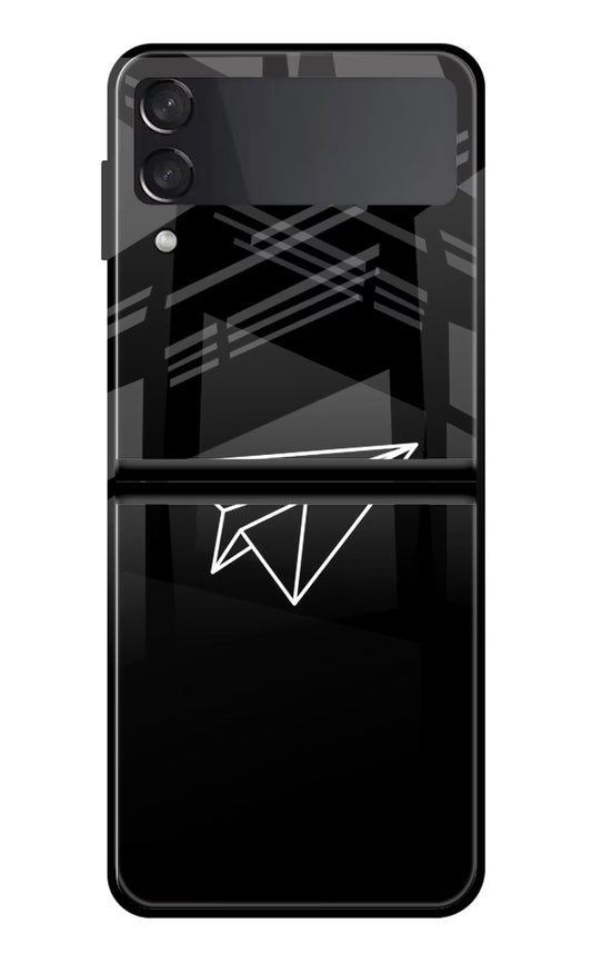 Paper Plane White Samsung Galaxy Z Flip3 Glass Case