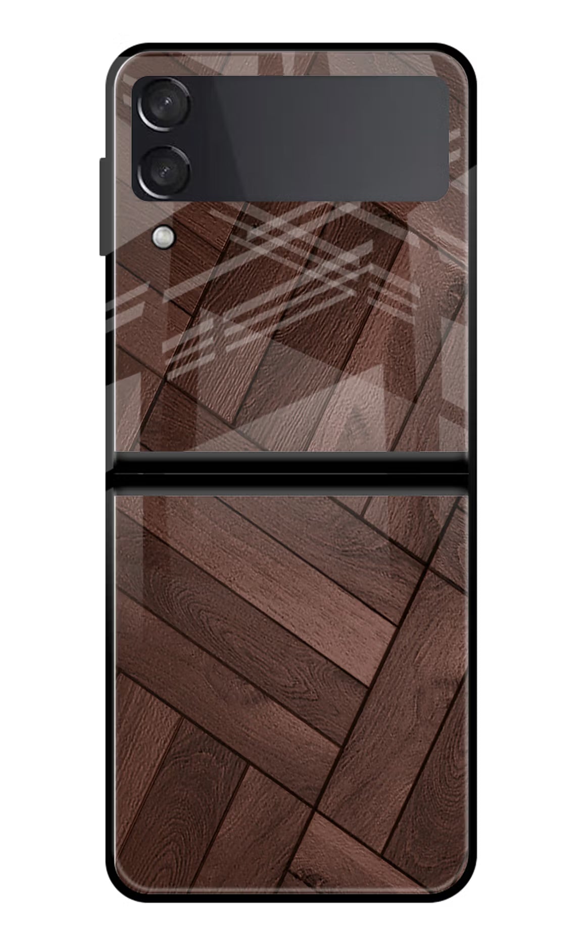 Wooden Texture Design Samsung Galaxy Z Flip3 Glass Case