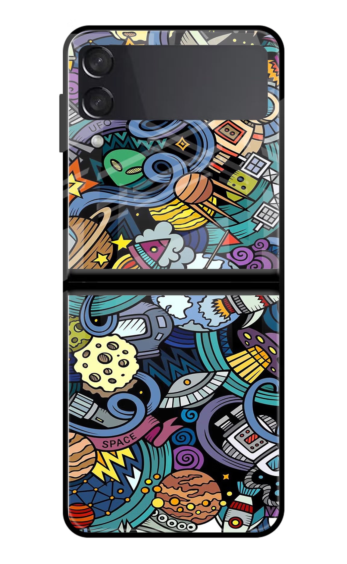 Space Abstract Samsung Galaxy Z Flip3 Glass Case Back Cover by Casekaro