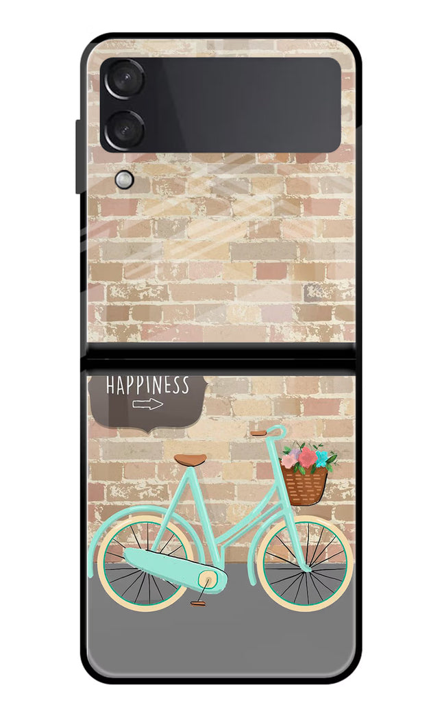Happiness Artwork Samsung Galaxy Z Flip3 Glass Case Back Cover by Casekaro