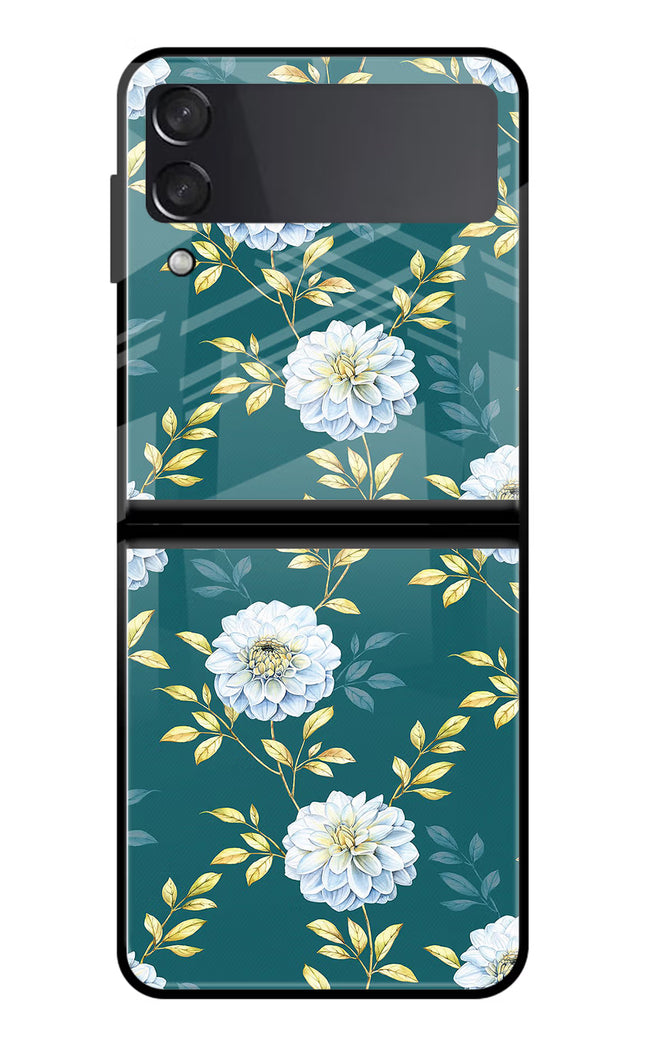 Flowers Samsung Galaxy Z Flip3 Glass Case Back Cover by Casekaro