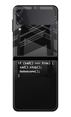 Life Motto Code Samsung Galaxy Z Flip3 Glass Case Back Cover by Casekaro