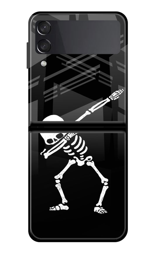 Dabbing Skeleton Art Samsung Galaxy Z Flip3 Glass Case