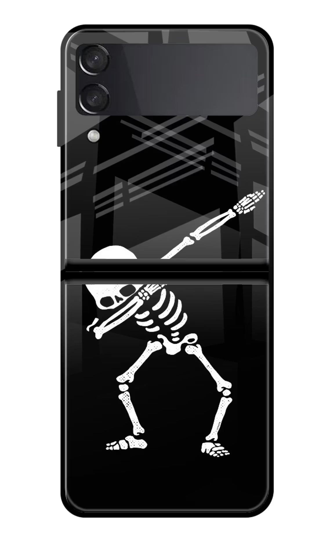 Dabbing Skeleton Art Samsung Galaxy Z Flip3 Glass Case Back Cover by Casekaro