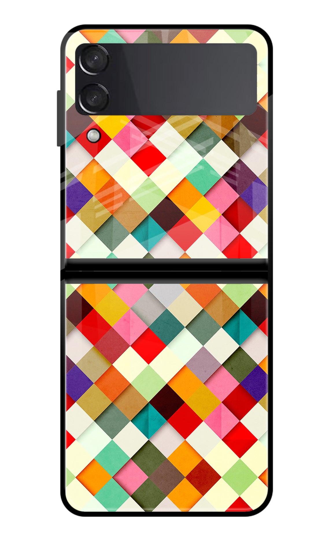 Geometric Abstract Colorful Samsung Galaxy Z Flip3 Glass Case