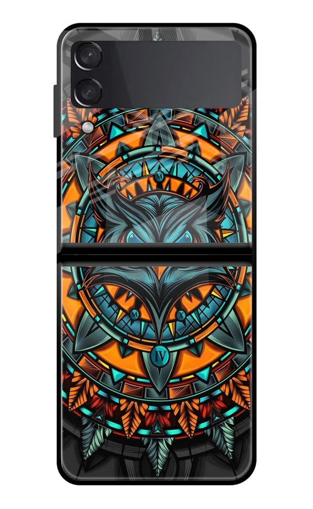 Angry Owl Art Samsung Galaxy Z Flip3 Glass Case Back Cover by Casekaro