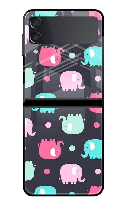 Elephants Samsung Galaxy Z Flip3 Glass Case