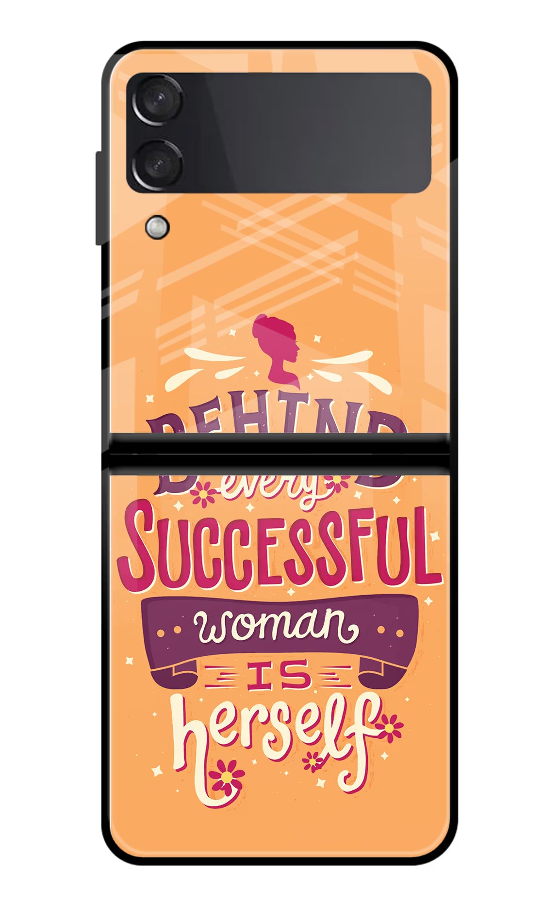 Behind Every Successful Woman There Is Herself Samsung Galaxy Z Flip3 Glass Case Back Cover by Casekaro