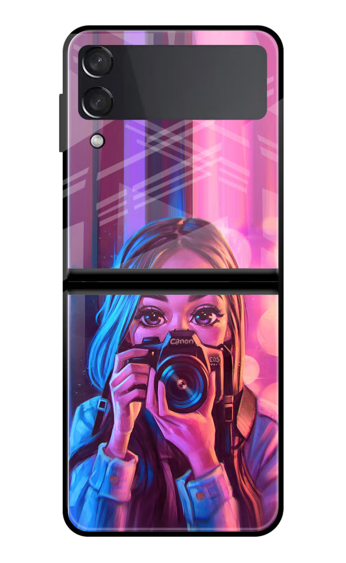 Girl Photographer Samsung Galaxy Z Flip3 Glass Case Back Cover by Casekaro
