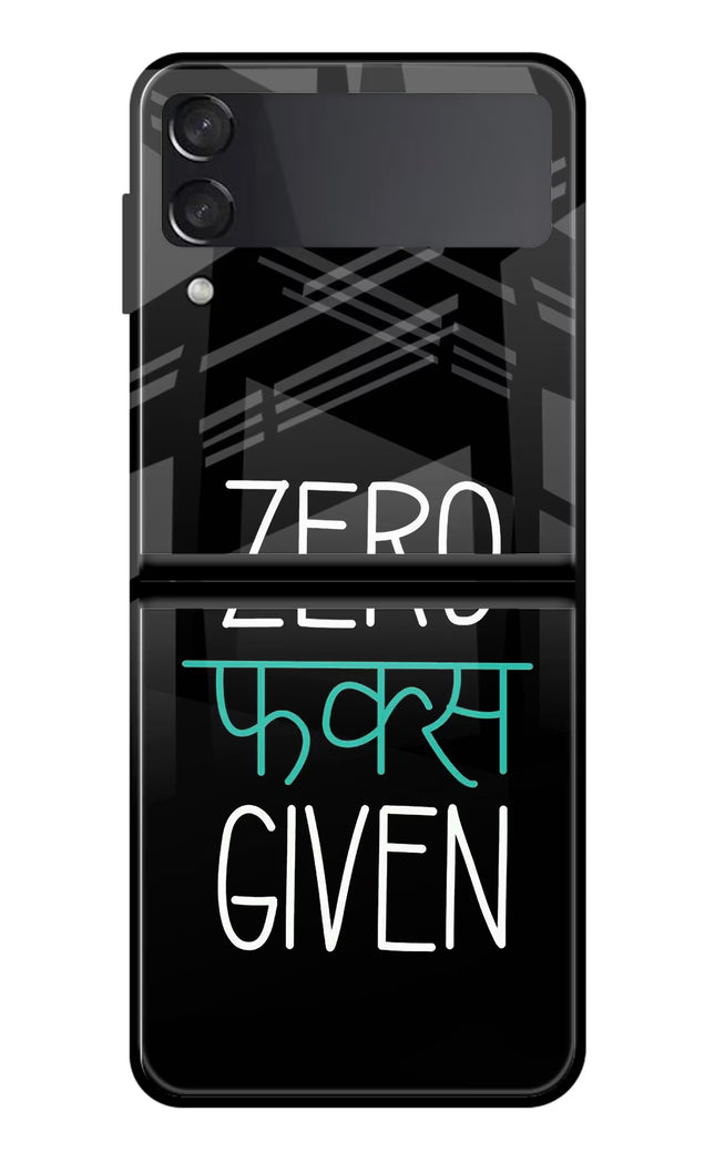 Zero Fucks Given Samsung Galaxy Z Flip3 Glass Case Back Cover by Casekaro