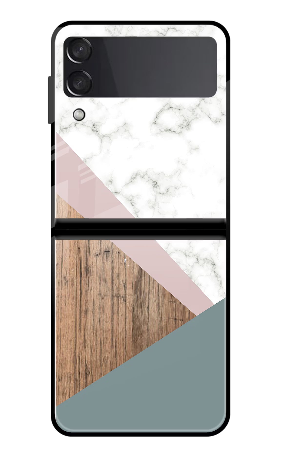 Marble wood Abstract Samsung Galaxy Z Flip3 Glass Case Back Cover by Casekaro