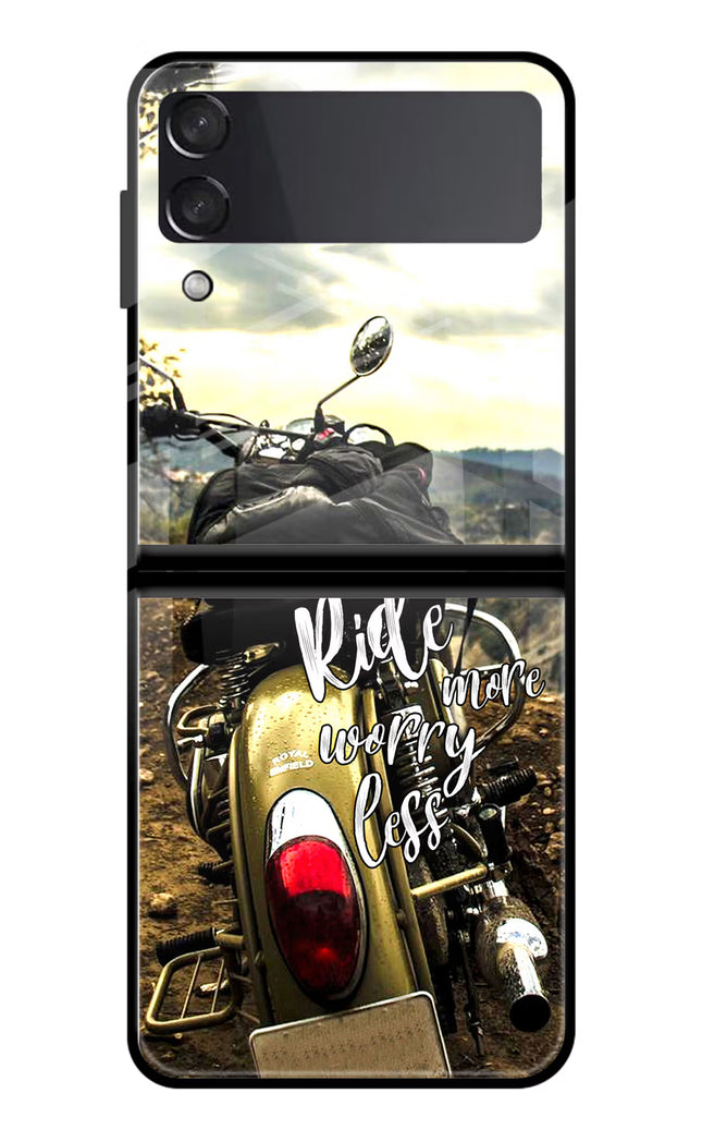 Ride More Worry Less Samsung Galaxy Z Flip3 Glass Case Back Cover by Casekaro