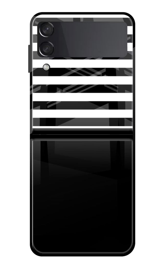 Black and White Print Samsung Galaxy Z Flip3 Glass Case Back Cover by Casekaro