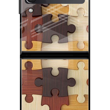 Wooden Puzzle Samsung Galaxy Z Flip3 Glass Case