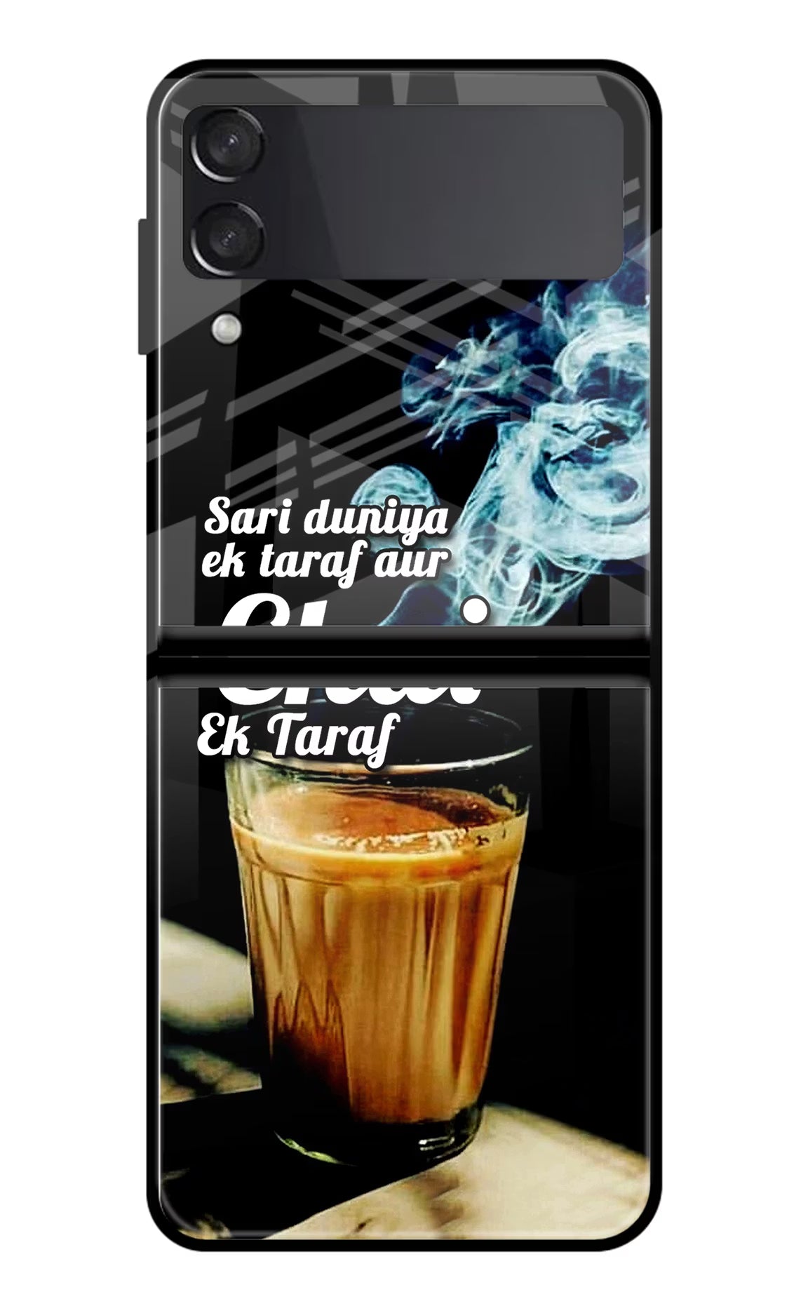 Chai Ek Taraf Quote Samsung Galaxy Z Flip3 Glass Case Back Cover by Casekaro