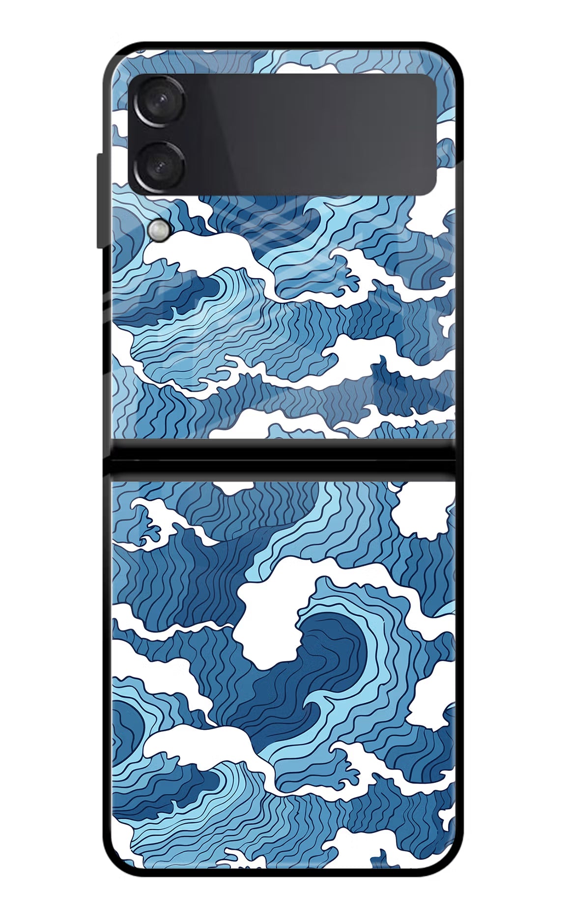 Blue Waves Samsung Galaxy Z Flip3 Glass Case Back Cover by Casekaro