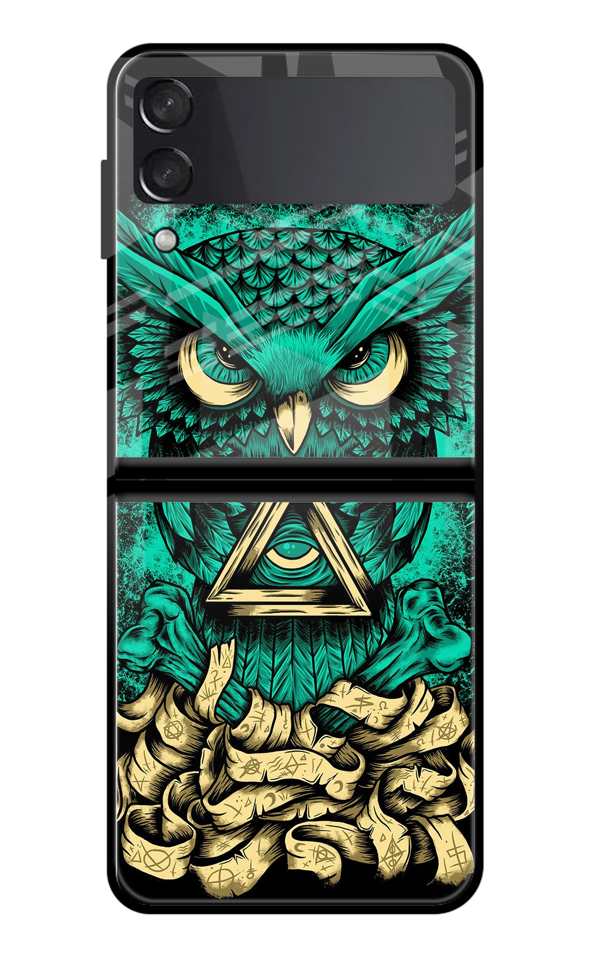 Green Owl Samsung Galaxy Z Flip3 Glass Case