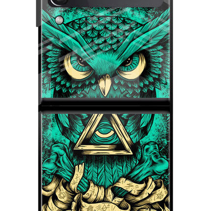 Green Owl Samsung Galaxy Z Flip3 Glass Case