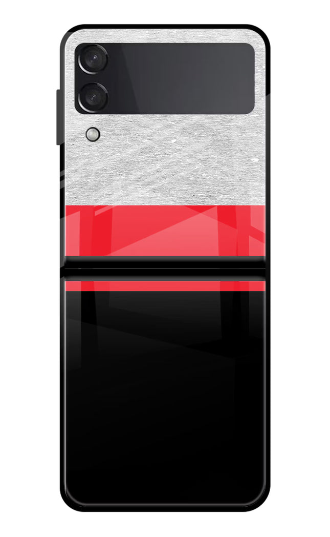 Tri Color Pattern Samsung Galaxy Z Flip3 Glass Case Back Cover by Casekaro