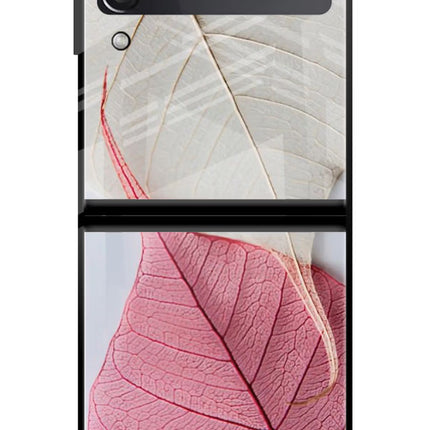 White Pink Leaf Samsung Galaxy Z Flip3 Glass Case