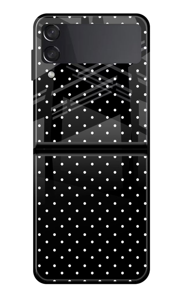 White Dots Samsung Galaxy Z Flip3 Glass Case Back Cover by Casekaro