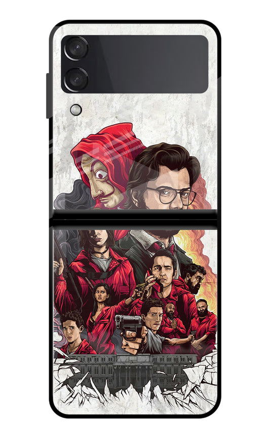 Money Heist Artwork Samsung Galaxy Z Flip3 Glass Case