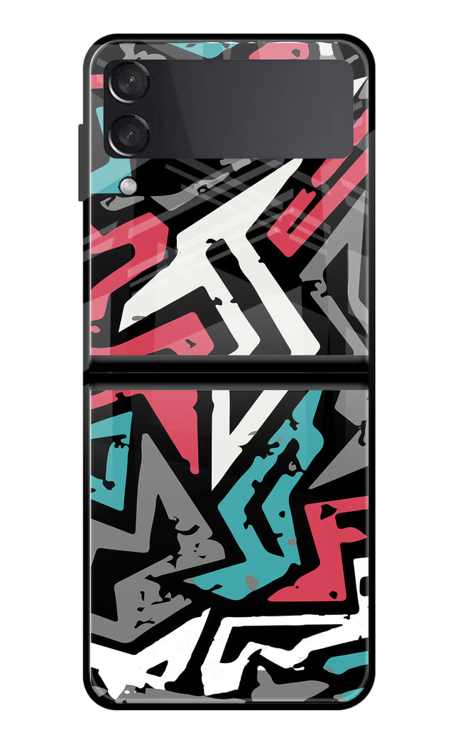 Geometric Graffiti Samsung Galaxy Z Flip3 Glass Case Back Cover by Casekaro