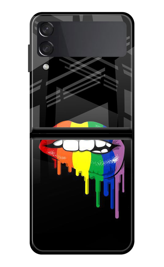 Lips Biting Samsung Galaxy Z Flip3 Glass Case