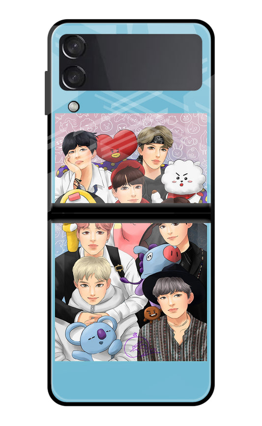 BTS with animals Samsung Galaxy Z Flip3 Glass Case