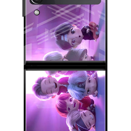 BTS Chibi Samsung Galaxy Z Flip3 Glass Case