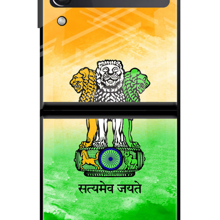 Satyamev Jayate Flag Samsung Galaxy Z Flip3 Glass Case