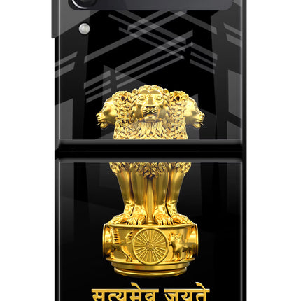Satyamev Jayate Golden Samsung Galaxy Z Flip3 Glass Case