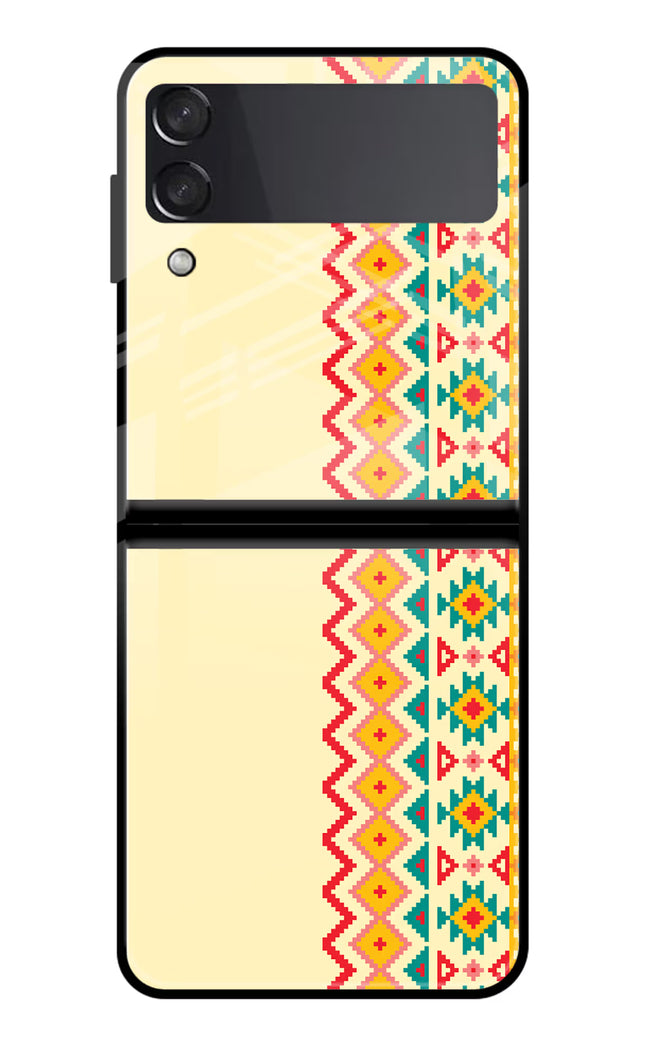 Ethnic Seamless Samsung Galaxy Z Flip3 Glass Case Back Cover by Casekaro