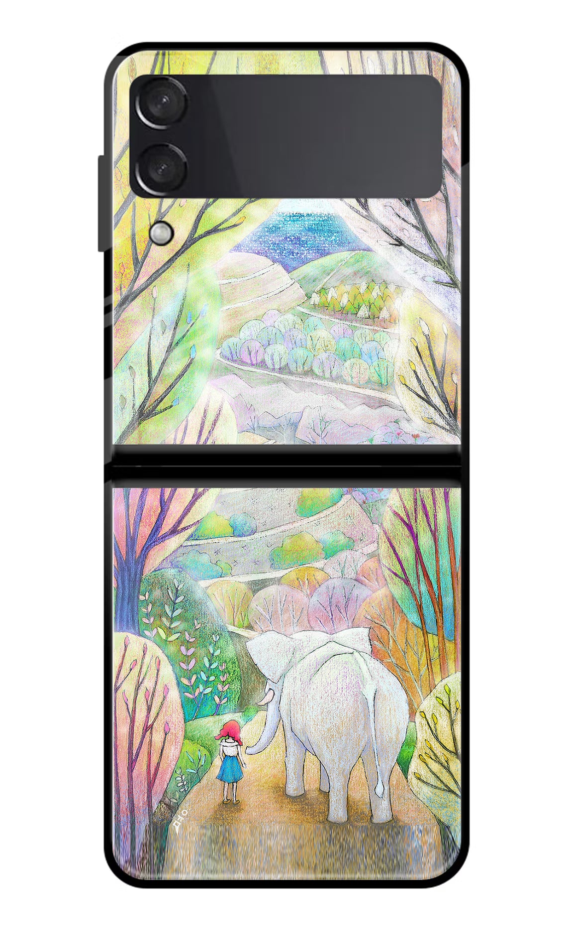 Nature Painting Samsung Galaxy Z Flip3 Glass Case Back Cover by Casekaro