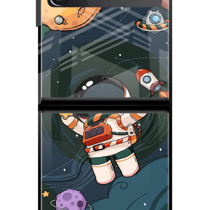 Cartoon Astronaut Samsung Galaxy Z Flip3 Glass Case
