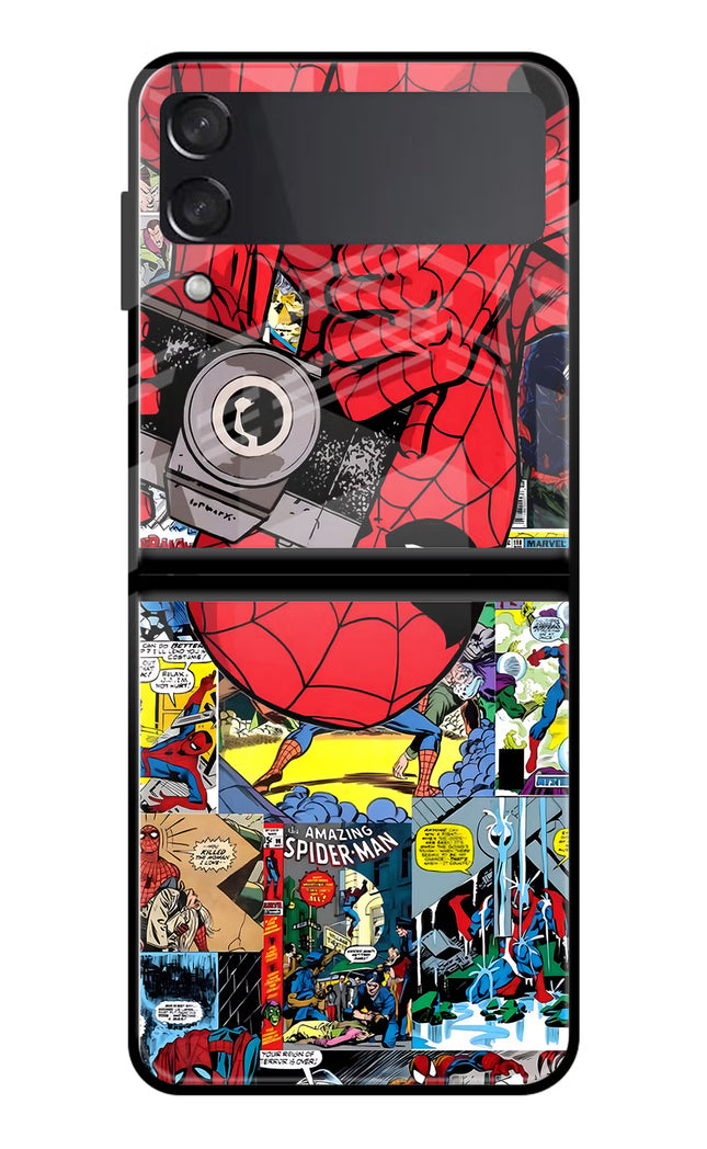 Spider Man Samsung Galaxy Z Flip3 Glass Case Back Cover by Casekaro