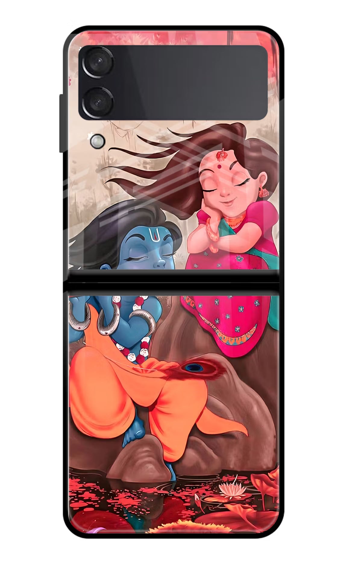 Radhe Krishna Samsung Galaxy Z Flip3 Glass Case Back Cover by Casekaro