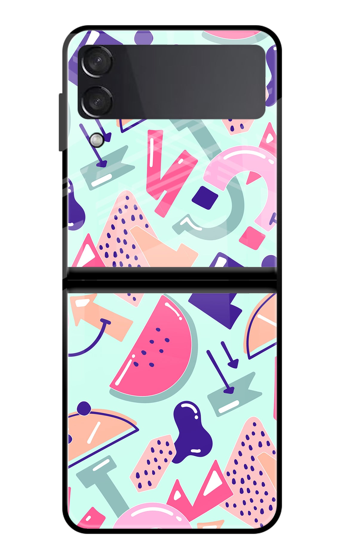 Doodle Pattern Samsung Galaxy Z Flip3 Glass Case